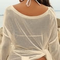 thumbnail image 6 of Feancey Women's Mesh Cover Up Tops Beach Long Sleeve Sun Protection Shirt Sheer Bikini Swimsuit Coverups for Summer Vacation Beige Free Size, 6 of 7