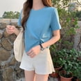 thumbnail image 4 of Kaemgyyd Summer Tops for Women Fashion Short Sleeve Twist Knot Loose Fit T-Shirts Casual Asymmetrical Hem Tie Front Comfy Tee, 4 of 4
