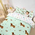 thumbnail image 3 of Homewish Dachshund Bow Twin Duvet Cover,Cute Animal Twin Bedding,Green White Stripes Decor,Polkadot Reversible,2 Pieces,1 Duvet Cover and 1 Pillowcase, 3 of 6