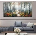 thumbnail image 2 of HFDF Birch Tree Wall Art Canvas Maple Landscape Painting Fall Forest Leaves Red Leaf Picture Artwork for Bathroom Living Room 10x8inch Framed, 2 of 6