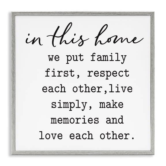 Stupell Industries Shabby Chic In This Home Touching Family Quote Casual Design Gray Framed Giclee Art, 17 x 17, by Lettered and Lined