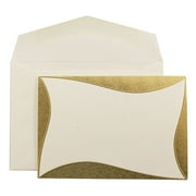 Angle View: JAM Paper Wedding Invitation Sets, Small, 4.875 x 3.375, Ecru with Gold Curve Border Design, Ecru Envelopes, 100/pack