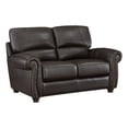 thumbnail image 2 of 63 Inch Loveseat, Dark Brown Top Grain and Faux Leather, Solid Wood, 2 of 7