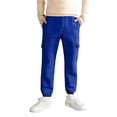 thumbnail image 4 of yardsong Boys Cargo Pants with Pockets Hiking Camping Straight Leg Uniform Athletic Jogger Pants Kids Elastic Waist School Trousers 8 Years, 4 of 9