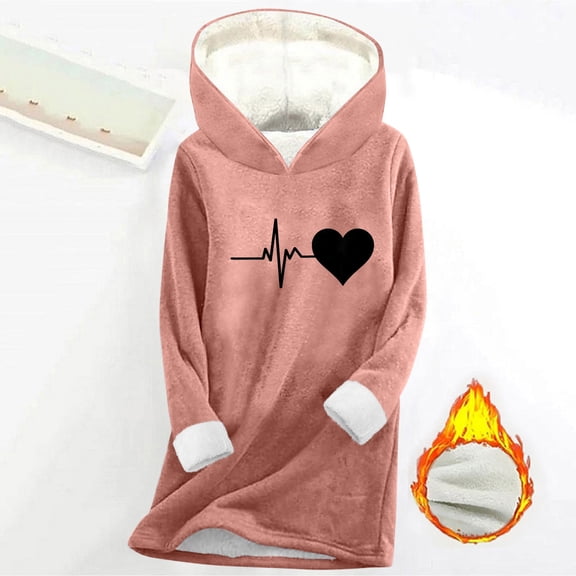 Aimik Womens Oversized Fleece Hoodie with Graphic Sweatshirt Sherpa Lined Comfy Winter Warm Pullover Hooded Top