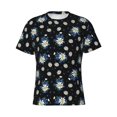 thumbnail image 4 of Vsdgher Daisies Flowers Print Men's Dry Fit Mesh Athletic Shirts Moisture Wicking Tennis T-Shirt Tops, 4 of 9