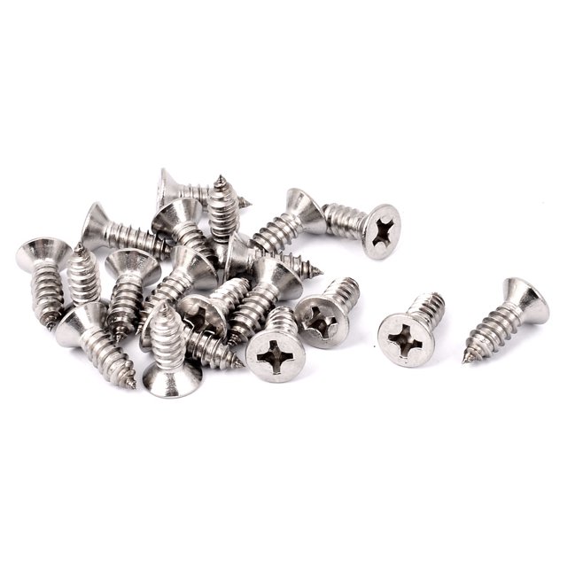 Unique Bargains M6.3 x 19mm Countersunk Cross Head Self Tapping Screw Fasteners 20 Pcs