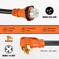 thumbnail image 3 of SPEEDWOW 50 FT 50 Amp RV Extension Cord, 125/250V Heavy Duty Extension Cord with Generator Inlet Box, 6/3+8/1 Gauge STW ETL Listed, NEMA 14-50P to SS2-50R, Waterproof Power Cord for RV Outdoor Home, 3 of 12