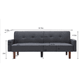 thumbnail image 4 of 74.8” Convertible Sofa Bed Modern Linen Sofa Couch with Armrest, Adjustable Back, Wood Frame for Small Space Living Room Furniture, Dark Grey, 4 of 11