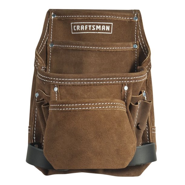 Craftsman Nail and Tool Pouch 10 Pocket Durable Suede Leather Hammer