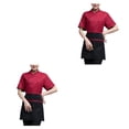 thumbnail image 2 of Wosthever Chef Coat Poliéster Manga Corta Delantal de Cocina con Bolsillos Delanteros Traje Catering Camisas para Hombres para Coffee Bar Blanco Type2 NO2, 2 of 6