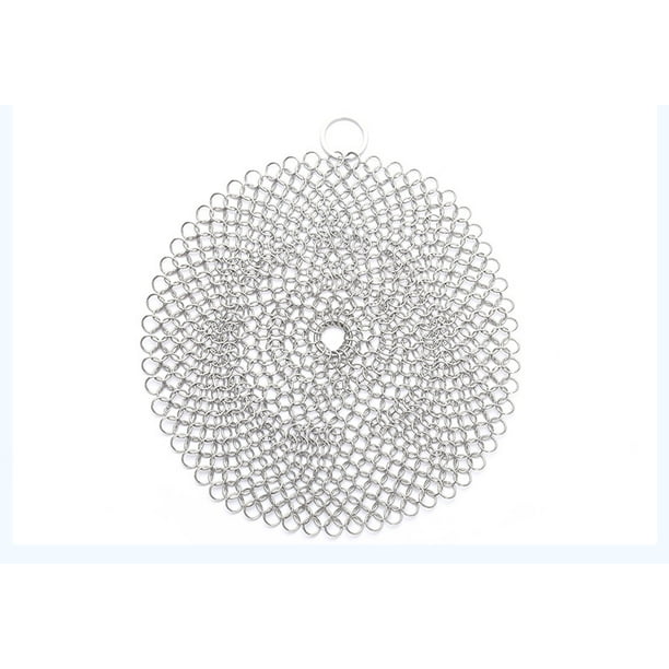 Limpiador de sartenes de hierro fundido, fregador de cota de malla de acero inoxidable 316L para sartenes de hierro fundido, acero inoxidable, adecuado para fregador de hierro fundido de cocina, 6 pu