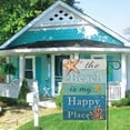 thumbnail image 6 of Dyrenson Summer The Beach is My Happy Place Decorative Garden Flag, Blue Coastal Starfish Farmhouse Yard Outside Home Decoration, Coral Pearl Nautical Rustic Outdoor Small Decor Double Sided 12 x 18, 6 of 6