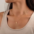 thumbnail image 2 of Turandoss Birthstone Necklace Gifts for Women 14K Gold Plated Dainty Cross Pendant Trend Jewelry Birthday Teacher Appreciation Mothers Day Graduation Gifts for Her Mom Kids Teen Girls Wife Ideas, 2 of 9