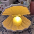 thumbnail image 2 of Ceramics Shell Pearl Light Led Lamp Portable Night Light Tabletop Light(White), 2 of 9