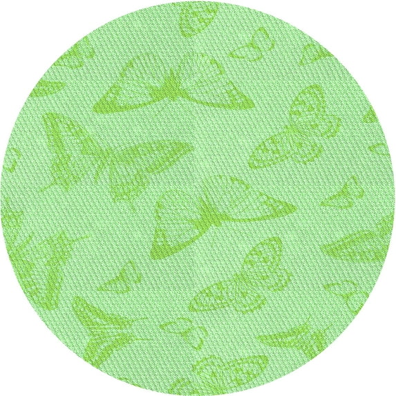 Ahgly Company Machine Washable Indoor Round Transitional Green Area Rugs, 3' Round