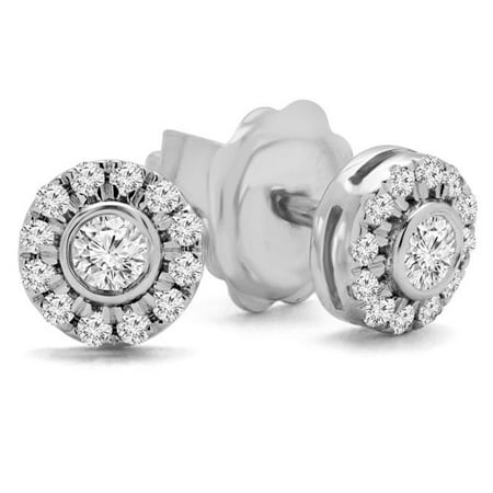 Majesty Diamonds MD170417 0.25 CTW Round Diamond Halo Stud Earrings in