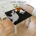 thumbnail image 2 of HAOXIT  Tablecloth Cartoon Ghost Halloween Smiling Ghost Cute Spooky Ghost with Heart Rectangle Tablecloth Picnic Tablecloth BBQ Table Cloths Polyester for Kitchen 48''x48'', 2 of 7