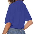 thumbnail image 4 of Yindaity Women Cardigan Cardigan Sweaters for women Lightweight Open Front Pleated Short Sleeve Cardigans Sweater (Blue,S), 4 of 6