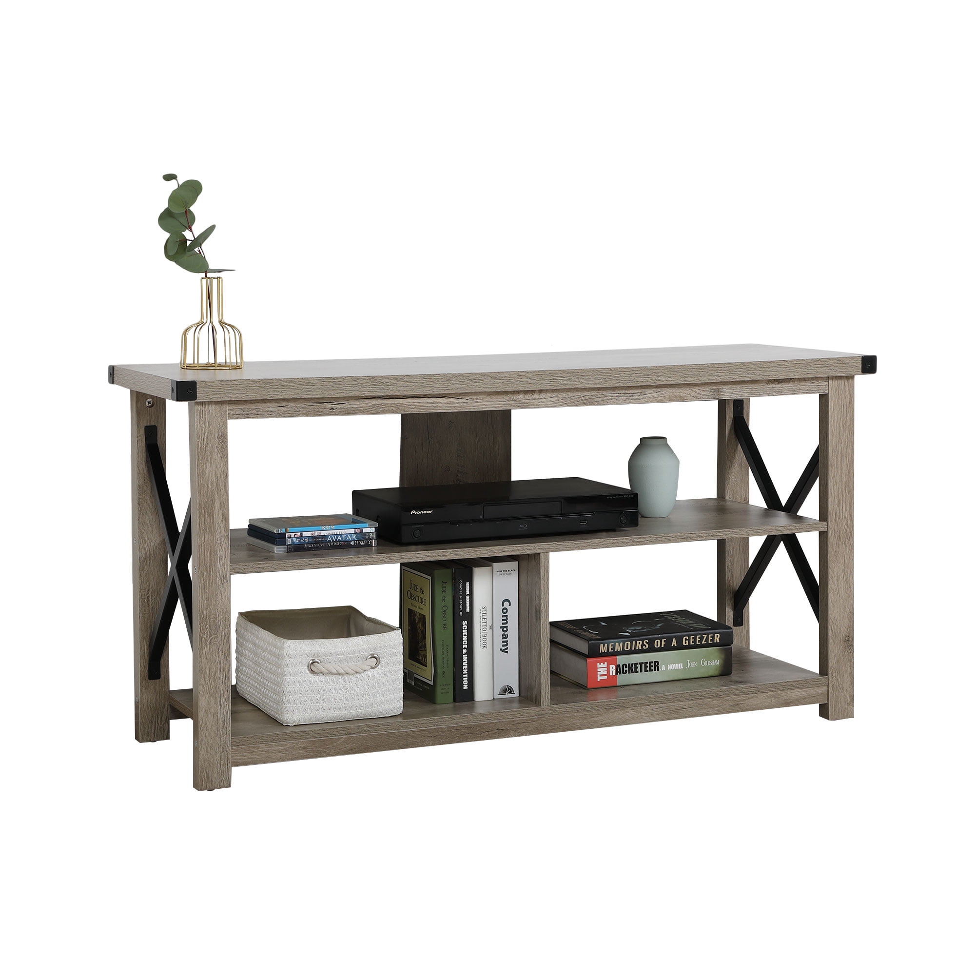 Kepooman Durable Wood TV Stand with Plastic Feet, Large Media Storage Cabinet Perfects for Entertainment Center Living Room, Gray Kepooman Durable Wood TV Stand with Plastic Feet, Large Media Storage Cabinet Perfects for Entertainment Center Living Room, Gray