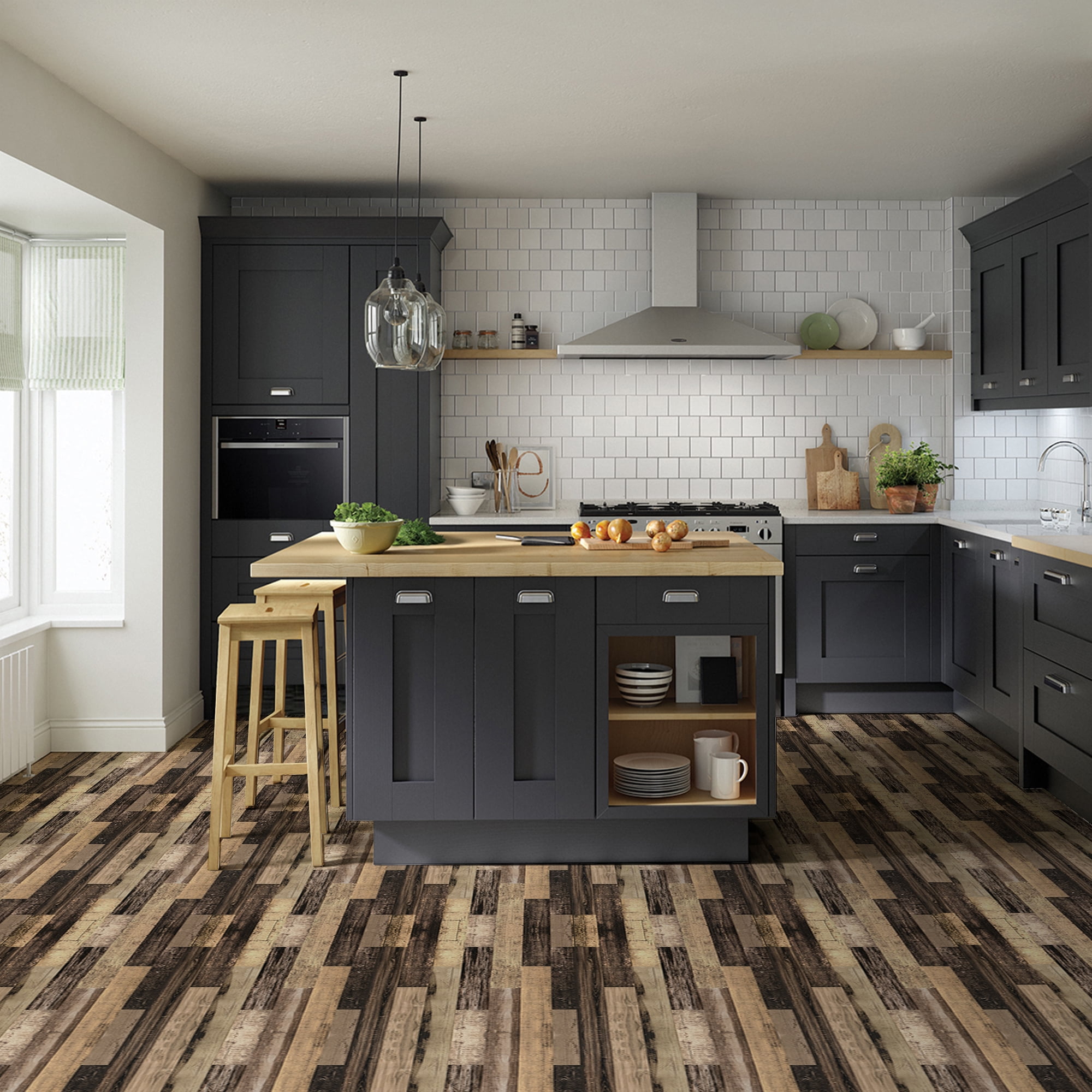 Abyssaly Vinyl Peel and Stick Flooring tile 15.7" x 236", Covering Area 25.8 Sq.ft, Vintage Charm Self-Adhesive Floor Tile Wood Grain Look for Home Decor