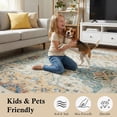 thumbnail image 6 of ARICOEASY 8'x10' Washable Area Rugs, Vintage Beige Blue Distressed Non-Slip Soft Low-Pile Carpet for Living Room, Bedroom, Dining Room and Office, 6 of 8