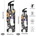 thumbnail image 2 of Colorful Flowers Pumpkins Halloween Specters Sports Bottle with Straw Stainless Steel Water Jug Portable Thermal Cup Leak-proof 600ML, 2 of 9