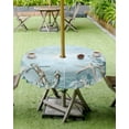 thumbnail image 4 of Fsddascl Blue Coastal Outdoor Tablecloth - 60 Inch Round Dining Table Cover, Beach Nautical Anchor Starfish Botanical Waterproof Outdoor Table Cloth with Umbrella Hole & Zipper for Picnic/Patio, 4 of 7