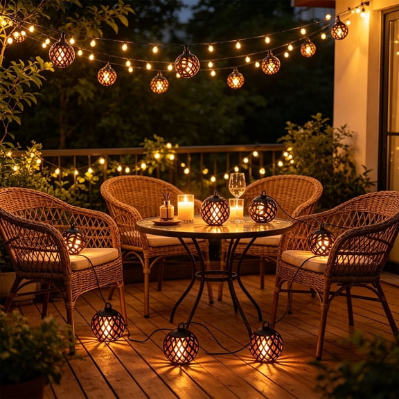 AuroraX Solar Flame Halloween String Lights Outdoor Solar Lights for Yard Decorative LED 8 Pack Waterproof Indoor Warm White Fairy Lights Garden Decor Black