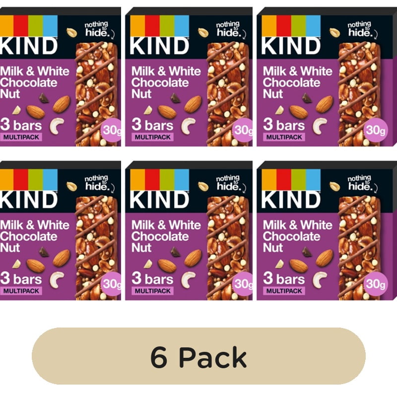 KIND Milk & White Chocolate Nut Multipack 3 x 30g, British Import (Pack of 6)