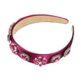thumbnail image 7 of Unique Bargains Bling Vintage Flowers Rhinestone Rose Red Satin Wide Edge Headband for Women, 5.12"x1.18", 1Pcs, 7 of 7