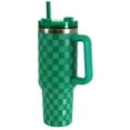 thumbnail image 3 of (2 pack) Mainstays 40 oz Stainless Steel Tumbler with Straw and Handle, Double Wall Insulated, Green Check, 3 of 8
