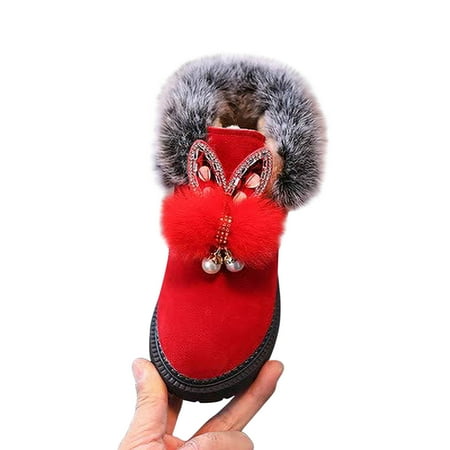 

Josdec Toddler Shoes for Girls Snowy Children s Short Baby Toddler Boots Cotton Shoes Thickened Increased Avoid Slip Baby Stride Rite Toddler Shoes Red 24