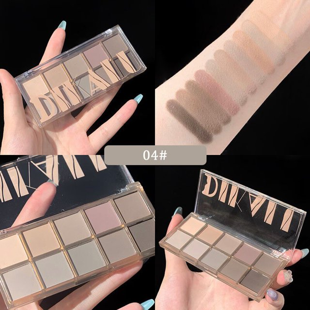 DIKALU-paleta de sombras de ojos, 10 colores, Nacarado, mate, Color tierra, lentejuelas brillantes, pigmentos para ojos, maquillaje de larga duración