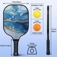 thumbnail image 3 of Pickleball Paddles Set Of 1, Fiberglass Surface, Turquoise Marble Pattern, 1 Paddle, 2 Balls & Bag, 3 of 5