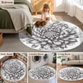 thumbnail image 5 of Round Area Rug 8 Ft, Vintage Chrysanthemum Washable Non-Slip Circle Carpet for Living Room/Bedroom, Elegant Floral Retro Art Collection Low-Profile Large Area Rugs for Indoor, 5 of 7