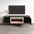 thumbnail image 4 of Camelia WH-EF Fireplace TV Stand for TVs up to 70", Mid-Century Modern Matte 63" Entertainment Center, Electric Fireplace TV Media Console with Storage Cabinets, 4 of 6