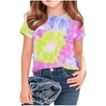 thumbnail image 2 of NAISIBABY Girls Graphic Tees, Short Sleeve Crew Neck Summer Tie-Dye Kids Casual T-Shirt Blue 7T, 2 of 5