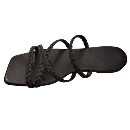 

Sandals Women Fashion Platform Summer Simple Solid Colour Outer Thick Bottom Open Toe Beach Large Size Sandals Slippers Shoes For Womens Fashion