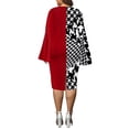thumbnail image 2 of Sunloudy Vestido de talla grande para mujer, manga acampanada, cuello en V, contraste de color, rayas onduladas, vestidos ajustados Sunloudy XL 2XL 3XL 4XL 5XL, 2 of 7