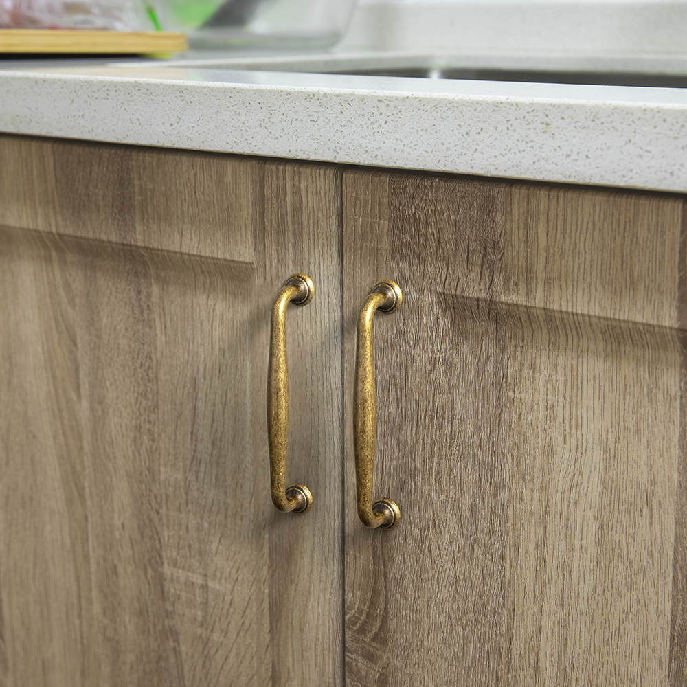 Goo-Ki 12 Pack 5'' Center to Center Vintage Antique Brass Cabinet Pulls, Sleek Zinc Alloy Cabinet Handles for Classic Furniture Drawer Hardware