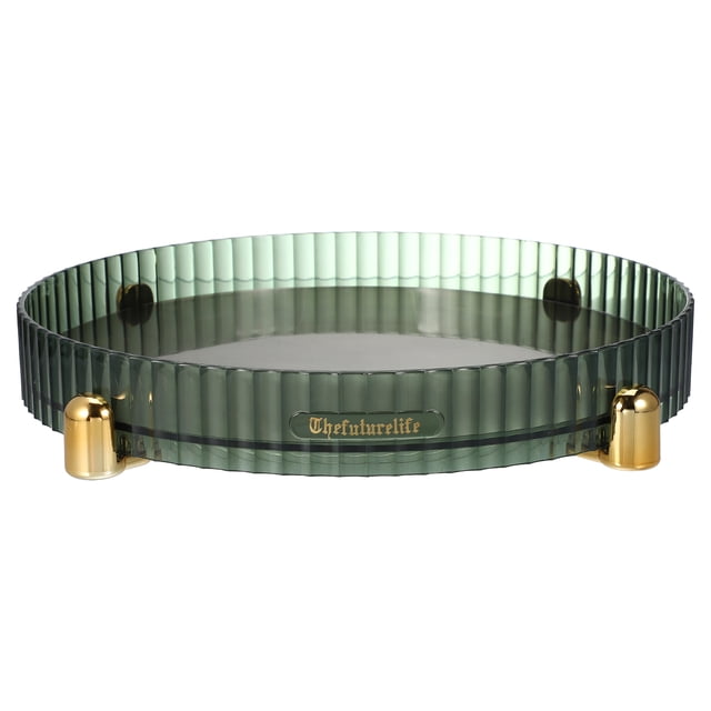 Organizador de perfumes de maquillaje, bandeja de almacenamiento redonda giratoria de 360 grados, almacenamiento de cosméticos Lazy Susan Dressers, estuches de exhibición de cosméticos para el cuidado de la piel para tocador de baño, verde oscuro Unique Bargains vitrinas cosméticas