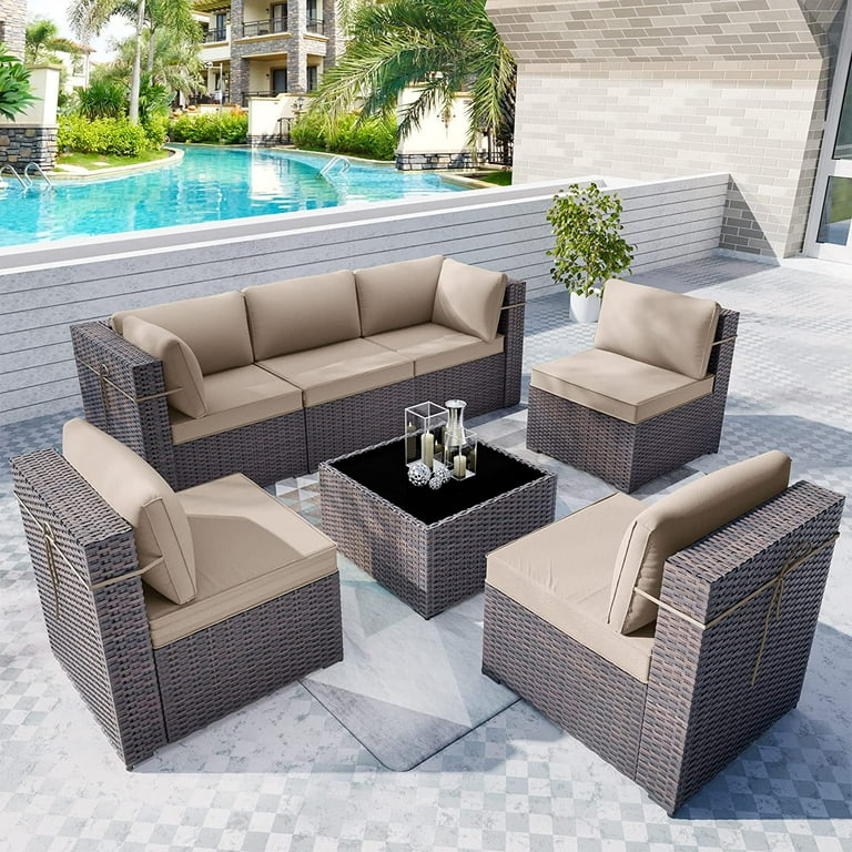 Kullavik 7-Piece Sectional Sofa Outdoor Patio Conversation Set