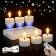 thumbnail image 2 of Rechargeable Flameless Tea Lights Candles with Charging Station 6Pcs Battery Tea Lights Candles with Remote & Timer, 2 of 9