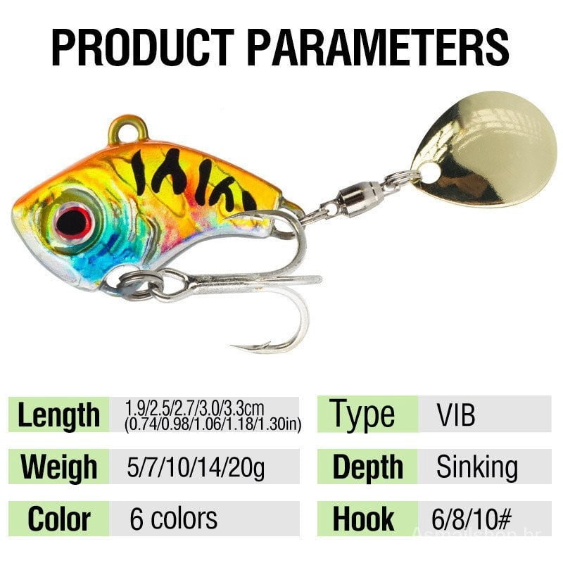 6pcs 1.9-3.3cm/5-20G  Metal Sea Sequins Fishing Freshwater Lures Rotating Bait