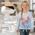 thumbnail image 6 of Xixirimido Axolotl Rainbow Clouds Blue Print Girls Casual Long Sleeve Shirts Knot Tie-hem Tunic Tops Crewneck Tees Blouses Girls Fashion Clothes, Size 11-12, 6 of 7