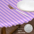 thumbnail image 3 of Purple Pink Round Tablecloth, Fitted Table Cover with Elastic for 45"-54" Round Tables, Geometric Vertical Striped Solid Rainbow Table Cloth Outdoor Indoor Dinning Party Waterproof Tablecloths, 3 of 7