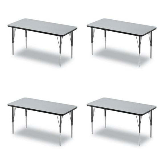 Correll CRL2448TF1595K4 Adjustable Activity Table, Rectangular, 48 x 24 x 19 to 29 in., Granite Top, Black Legs