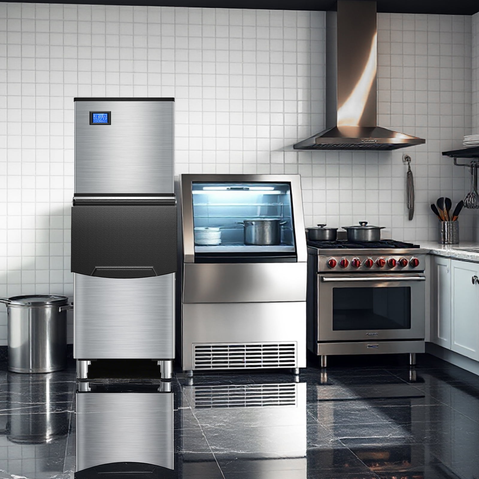 TITTLA 500 lbs/24-Hours Split Commercial Freestanding Ice Maker in Silver Industrial Ice Machine, 300Lbs Storage, Ice Ready in 11-20min Two packages 182 Ice Cubes/Cycle