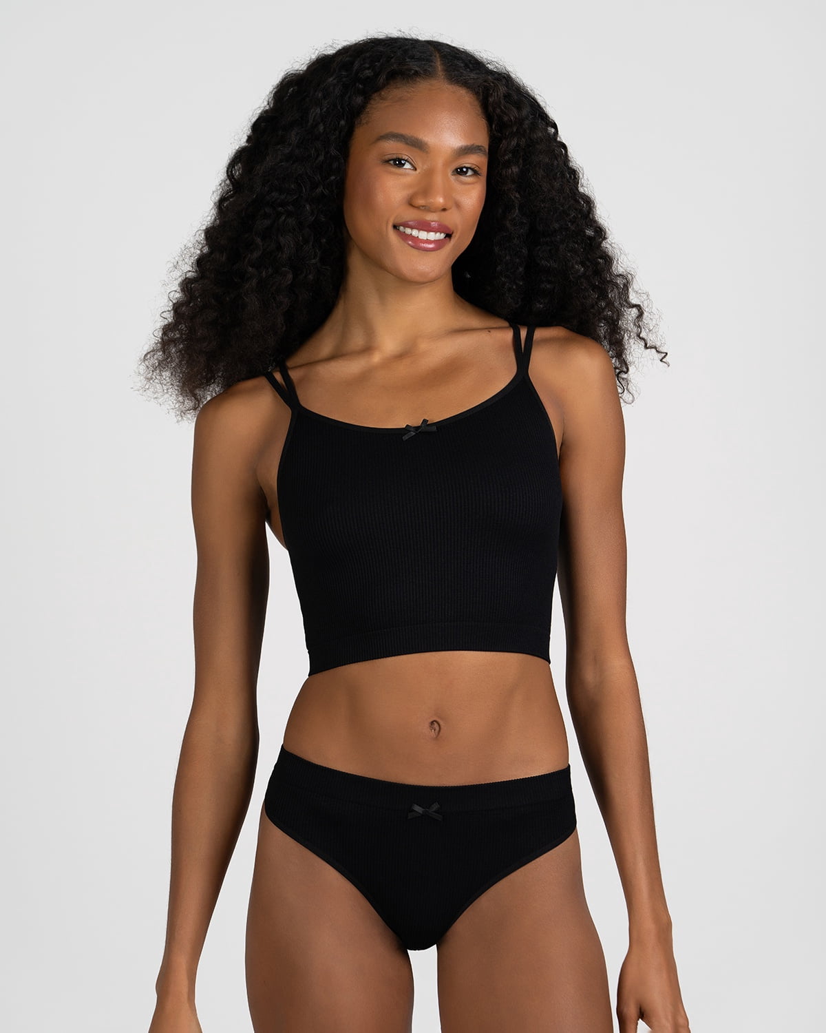 No Boundaries Seamless Cami Bra and Thong Panties Set, 2 Piece, Women's XS-XXXL